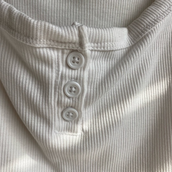 White Ribbed Button-Front Tank Top - Picture 5 of 6